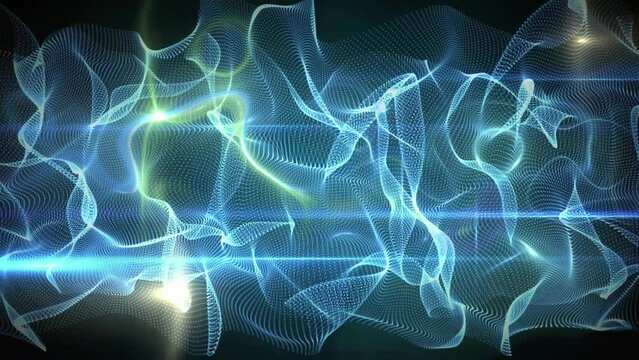 Animation of light spots over neon shapes moving