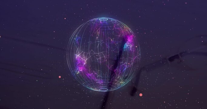 Animation of globe of shapes over white spots