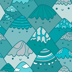 Cartoon mountain seamless vocational pattern for wrapping paper and fabrics and linens and kids clothes print