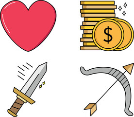 Icons game design medieval