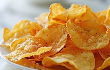 a plate of potato chips - obrazy, fototapety, plakaty