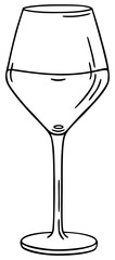 Wine Glass Line Art | Wine Drink Vector Illustration