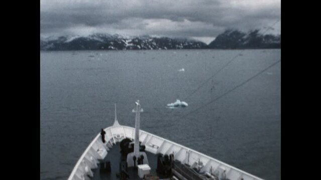 Entering Glacier Bay 1974 - A cruise ship enters Glacier Bay, Alaska in 1974.