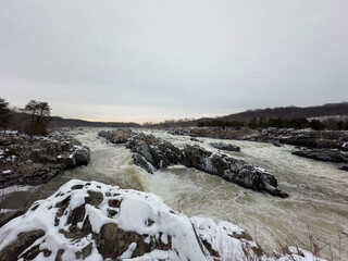 Great Falls Park in winter, Washington DC, USA