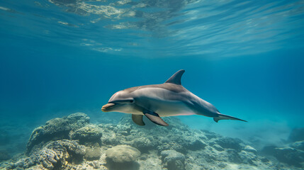 Golfinhos no Mar do Caribe, na costa de Belize.
