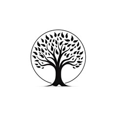 Obraz premium Tree Icon, Minimal Tree Symbol, Eco Bio Logo, Organic Ecology Design Pictogram, Nature Symbol Outline