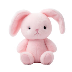Fototapeta premium Pink Bunny and Rabbit Stuffed Plush Toys, Isolated on Transparent Background, PNG