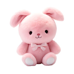 Plush Pink Bunny and Rabbit Toys, Isolated on Transparent Background, PNG