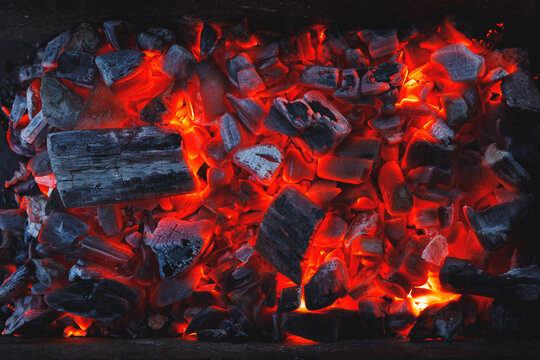 glowing coals and burning charcoals background