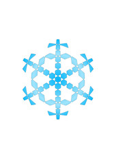 Light blue six-pointed snow crystal with central star, modern abstract design