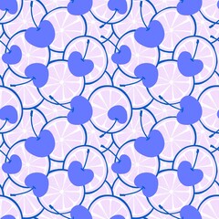 Summer fruit seamless lemon and cherry pattern for wrapping paper and fabrics and kids print and party accessories