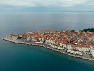 Obraz premium Piran Cape Madona Point, Aerial View, Slovenia