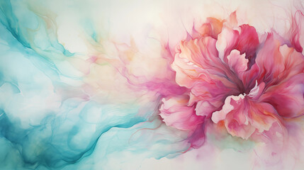 Abstract background with watercolor peony flower closeup.