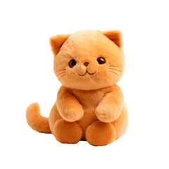 Cute Orange Cat: Plush Stuffed Animal Toys, Isolated on Transparent Background, PNG
