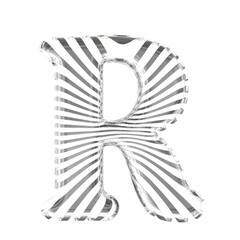 White symbol with silver ultra thin horizontal straps. letter r