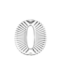 White symbol with silver ultra thin horizontal straps. letter o