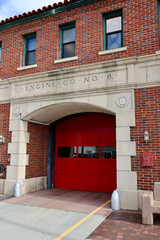 old fashioned brick fire station downtown