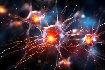 Neurons firing in a brain, a dazzling representation of human neural activity