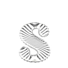 White symbol with silver ultra thin horizontal straps. letter s