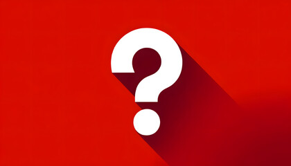 Question mark asking questions interrogation point sign white ? symbol 3d rendering isolated on red background