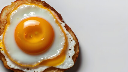 Perfectly fried egg with a bright, sunny yolk isolated on a white background
