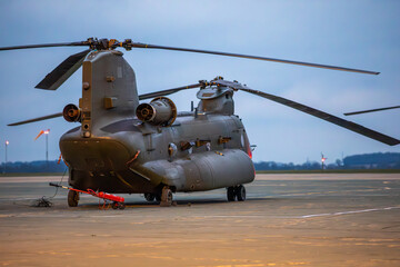 Military helicopter at the dispersal.