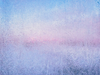 Ice pink purple winter background of frozen glass
