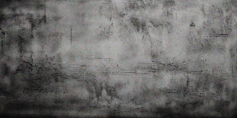 Behangcirkel Gray grunge noise background scratches dirty grey cement textured trendy grainy wall. Vintage wide long backdrop design web banner © Konstantin