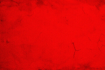 Red trendy grainy cement concrete grunge textured background. Ruby wine noise wall cracks. Old...