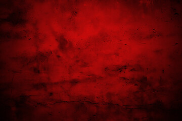 Red grunge background with scratches dirty scarlet burgundy cement textured wall. Vintage wide long backdrop for design web banner - obrazy, fototapety, plakaty