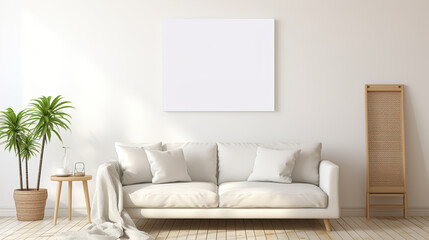 Empty vertical Layout of a white rectangle in a modern living room, Minimalism, Design