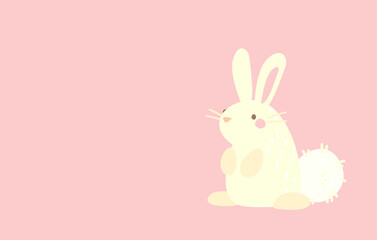 Easter Illustration of bunny in pastel colors, cute simple vector digital illustration