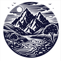  mountains adventure ilustration