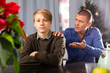 Father is unhappy with his son and expresses his displeasure during the holiday of christmas
