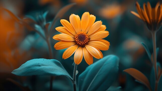 Close up of a yellow flower against dark and moody background