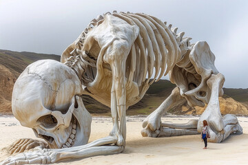 Giant skeleton in the middle of the beach