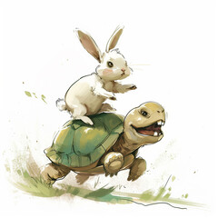 easter bunny riding a turtle