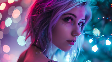 Young beautiful woman, creating themed looks inspired by popular games for her streams.