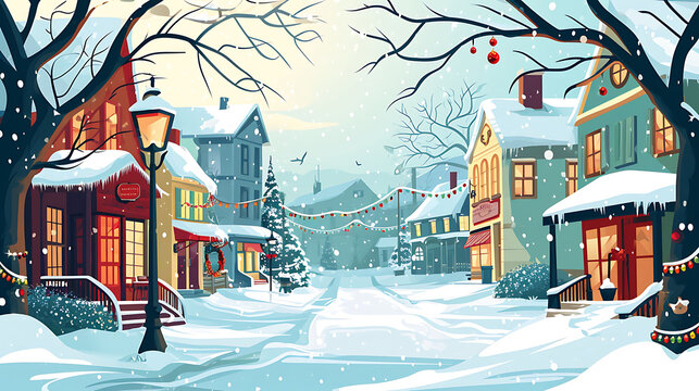 Banners with winter imagery, enticing customers with special seasonal bargains. Copy Space.