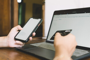 Electronic online financial payments through smartphone, card and laptop