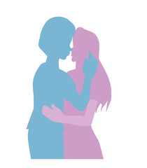  Silhouette couple kissing on the mouth. in love. Valentine's Day. People having a date. Isolated on transparent background.