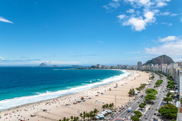 Summer Day Blue Skies and Sandy Beaches of Copacabana in Rio De Janeiro Brazil