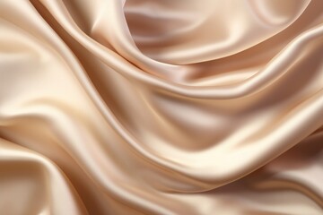 Fototapeta premium folds of beige silk fabric texture background natural silk background