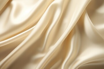 Fototapeta premium folds of beige silk fabric texture background natural silk background