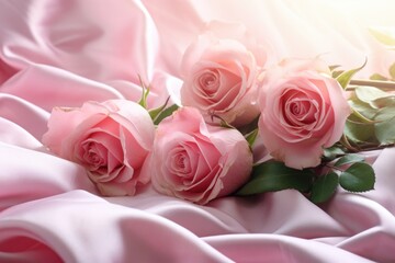 pink roses on soft silk  pink roses on soft silk