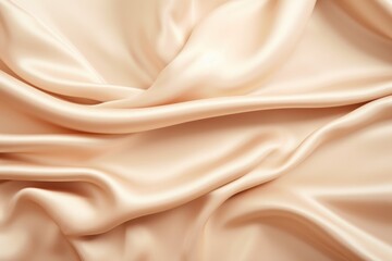 Luxury beige silk satin draped fabric background template.