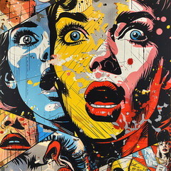 Pop Art Collage with Vivid Female Faces
