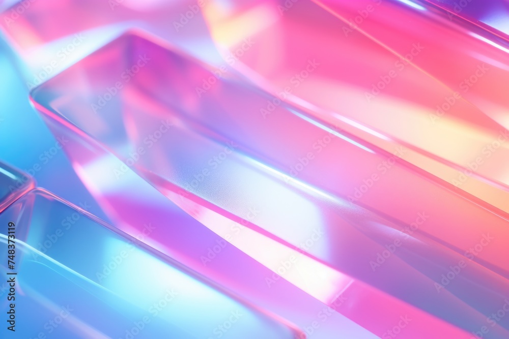 Poster abstract light neon soft glass background texture in pastel colorful gradient.