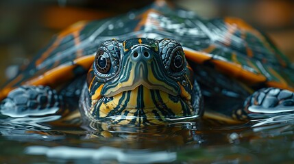 Obraz premium turtle, freshwater turtle, sea turtle, swimming, nature, animal