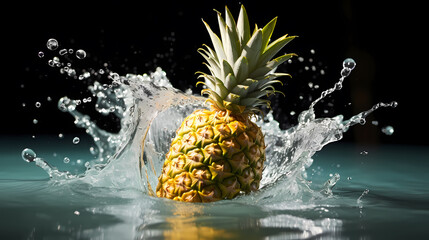 Close up of pineapple on background, healthy eating